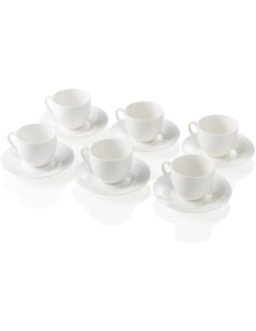 Panna Montata Set 6 pz Tazzina da caffè completa di piattino in stile moderno ed essenziale in new bone china -BRANDANI