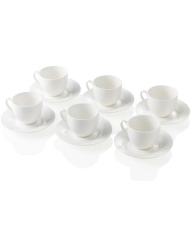 Panna Montata Set 6 pz Tazzina da caffè completa di piattino in stile moderno ed essenziale in new bone china -BRANDANI