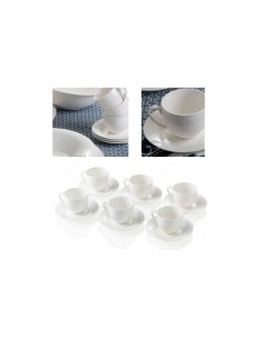 Panna Montata Set 6 pz Tazzina da caffè completa di piattino in stile moderno ed essenziale in new bone china -BRANDANI 2