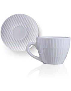 Teorema set 6 pz. tazzine da caffè grigio chiaro in stoneware completo di piattino in stile shabby -BRANDANI 2