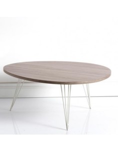 Basic Tavolino da salotto moderno con piano in legno mdf laminato grigio e gambe in metallo -BRANDANI