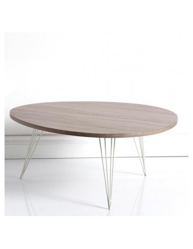 Basic Tavolino da salotto moderno con piano in legno mdf laminato grigio e gambe in metallo -BRANDANI