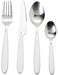 Servizio di posate moderno 16 pz. in acciaio inox e manico bianco latte -BRANDANI