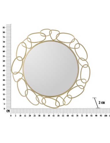 Chain Gold specchio d'arredamento glamour moderno in metallo oro opaco -MAURO FERRETTI