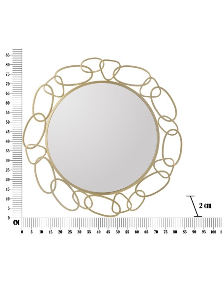 Chain Gold specchio d'arredamento glamour moderno in metallo oro opaco -MAURO FERRETTI