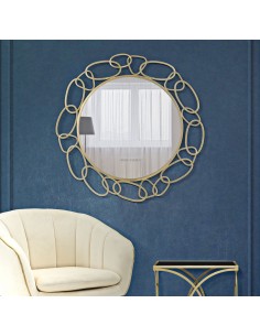 Chain Gold specchio d'arredamento glamour moderno in metallo oro opaco -MAURO FERRETTI 2