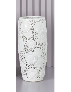 Kyoto portaobrelli ceramica traforata bianca in stile provenzale -HENRIETTE