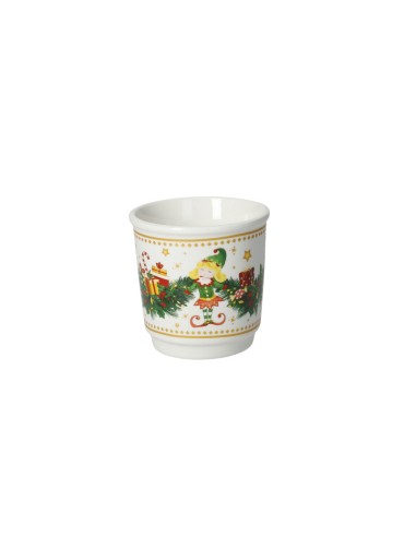 Elfomagia Set 4 tazze da caffè natalizia a bicchierino con decorazione del natale in new bone china -BRANDANI