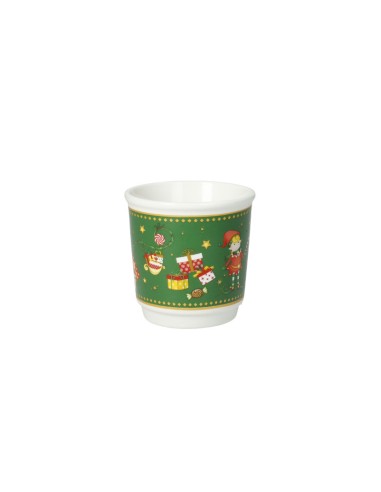 Elfomagia Set 4 tazze da caffè natalizia a bicchierino con decorazione del natale in new bone china -BRANDANI
