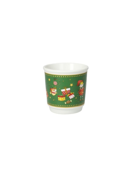 Elfomagia Set 4 tazze da caffè natalizia a bicchierino con decorazione del natale in new bone china -BRANDANI