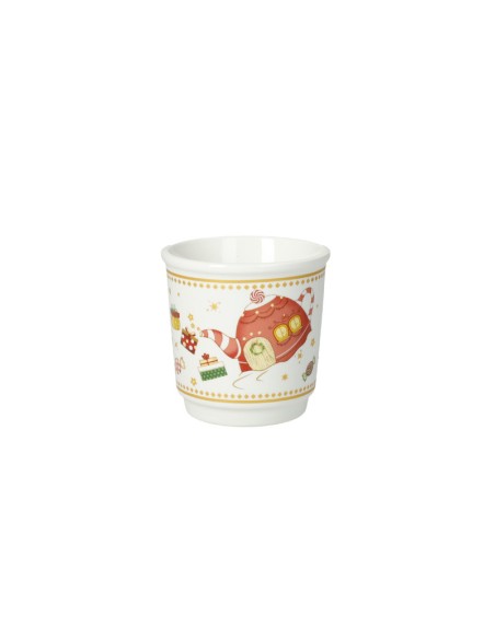 Elfomagia Set 4 tazze da caffè natalizia a bicchierino con decorazione del natale in new bone china -BRANDANI