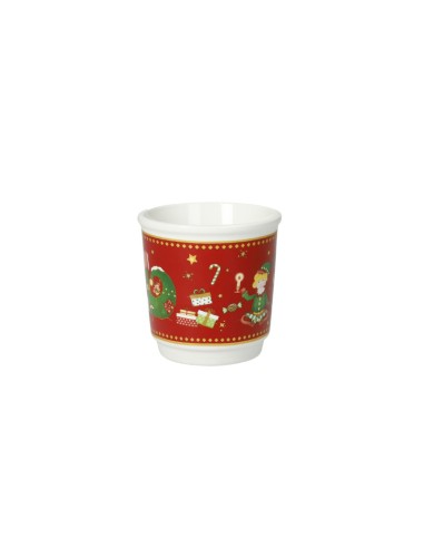 Elfomagia Set 4 tazze da caffè natalizia a bicchierino con decorazione del natale in new bone china -BRANDANI