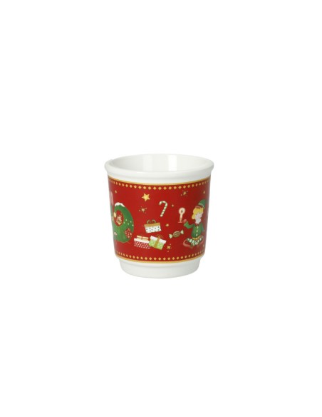 Elfomagia Set 4 tazze da caffè natalizia a bicchierino con decorazione del natale in new bone china -BRANDANI