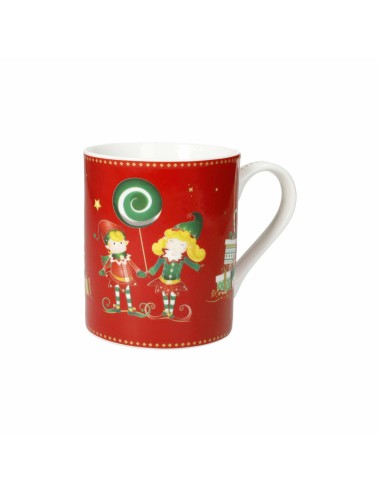 Elfomagia Set 2 tazze mug natalizie con decorazione elfo del natale in new bone china -BRANDANI