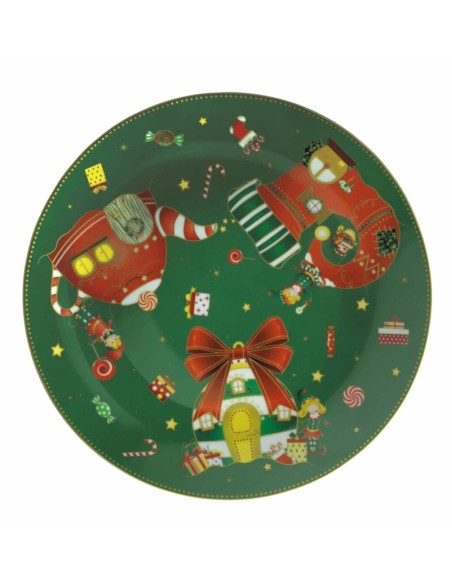 Elfomagia piatto natalizio da portata e panettone con decorazione del natale -BRANDANI