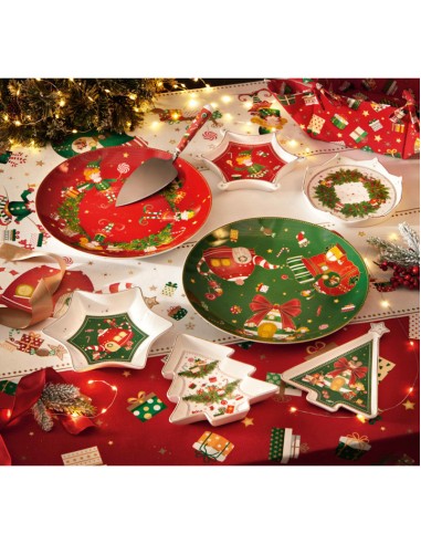 Elfomagia piatto natalizio da portata e panettone con decorazione del natale -BRANDANI