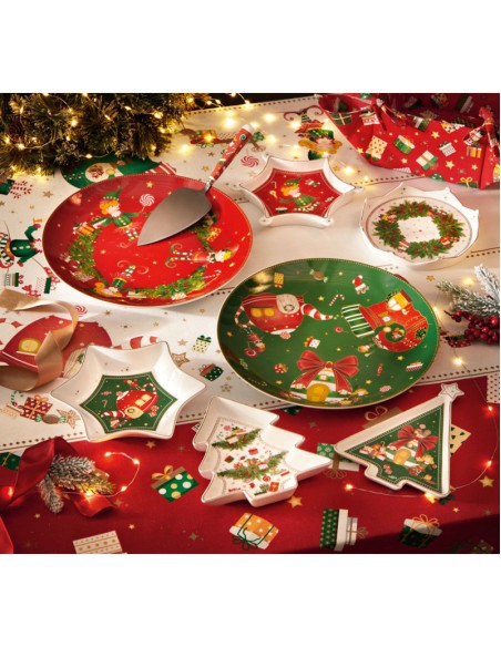 Elfomagia piatto natalizio da portata e panettone con decorazione del natale -BRANDANI