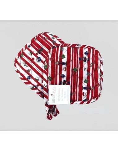 Set 2 presine natalizie rosse con decorazione di natale Lo Schiaccianoci -BRANDANI
