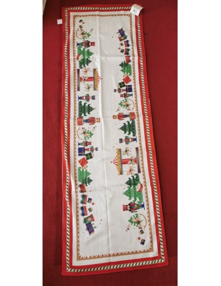 Runner da tavola natalizio rosso con decorazione del natale lo Schiaccianoci -BRANDANI