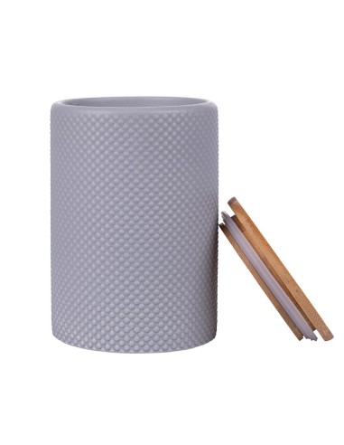 Circle set 3 barattoli in ceramica moderni bianco grigio e nero con tappo in legno -VILLA D' ESTE