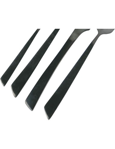 Cut Set posate 24 pezzi moderni minimal contemporanei in acciaio inossidabile nero opaco -VILLA D' ESTE