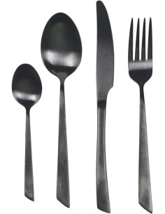 Cut Set posate 24 pezzi moderni minimal contemporanei in acciaio inossidabile nero opaco -VILLA D' ESTE 2