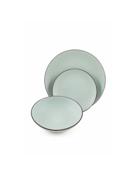 Kora light servizio piatti 18 pezzi moderno vintage in gres grigio chiaro -VILLA D' ESTE