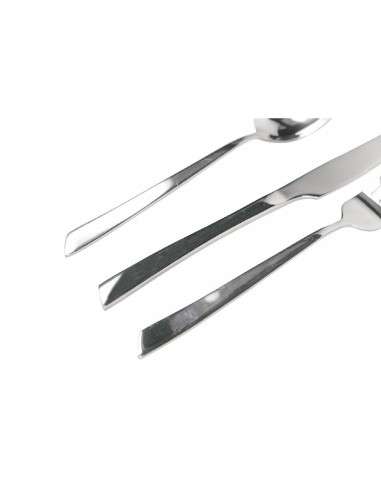 Cut set 24 posate moderne contemporane minimal in acciaio silver opaco -VILLA D' ESTE