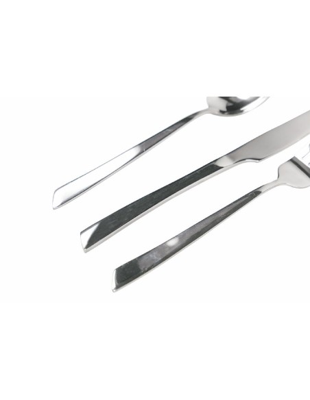 Cut set 24 posate moderne contemporane minimal in acciaio silver opaco -VILLA D' ESTE