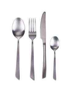 Cut set 24 posate moderne contemporane minimal in acciaio silver opaco -VILLA D' ESTE 2