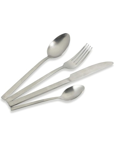 Lexington set posate 24 pezzi minimal moderno contemporaneo in acciaio silver opaco -VILLA D' ESTE
