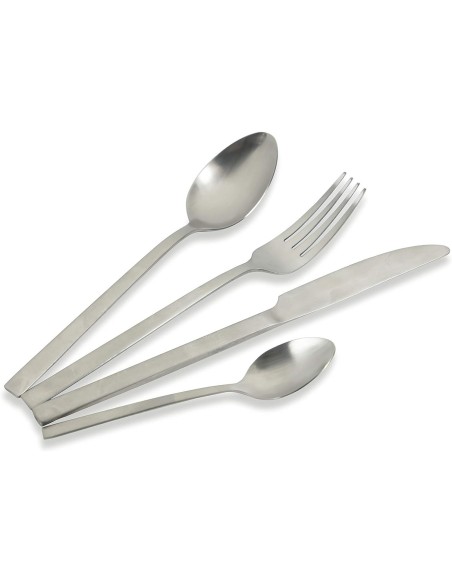 Lexington set posate 24 pezzi minimal moderno contemporaneo in acciaio silver opaco -VILLA D' ESTE