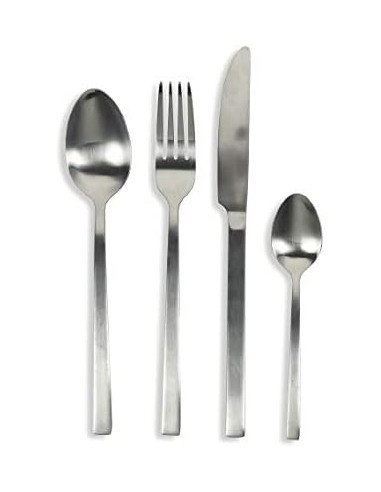 Lexington set posate 24 pezzi minimal moderno contemporaneo in acciaio silver opaco -VILLA D' ESTE