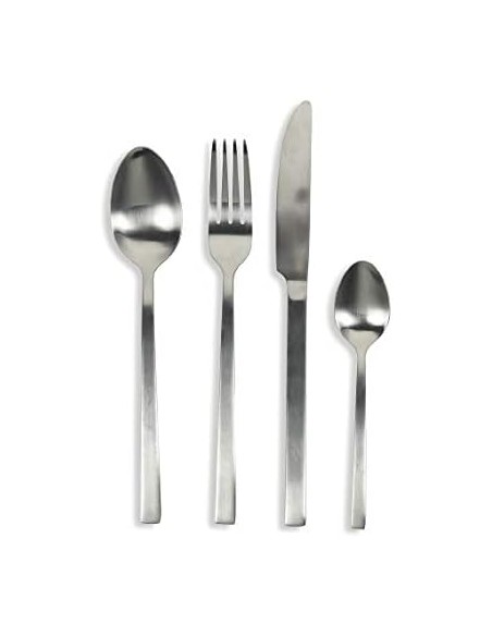 Lexington set posate 24 pezzi minimal moderno contemporaneo in acciaio silver opaco -VILLA D' ESTE