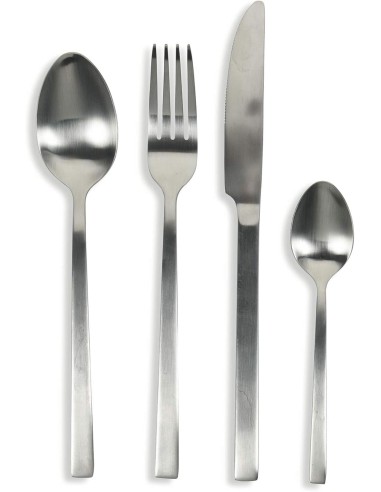 Lexington set posate 24 pezzi minimal moderno contemporaneo in acciaio silver opaco -VILLA D' ESTE