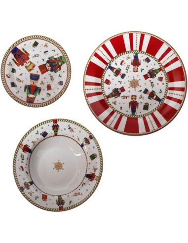 Servizio tavola natalizio 18 pezzi con decorazione del natale Lo Schiaccianoci -BRANDANI
