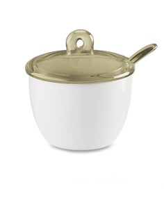 Zuccheriera Guzzini Collezione Gocce design elegante colore sabbia materiale SMMA e porcellana, con cucchiaino coordinato -GU...