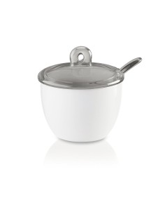 Zuccheriera Guzzini Collezione Gocce design elegante colore grigio materiale SMMA e porcellana, con cucchiaino coordinato -GU...