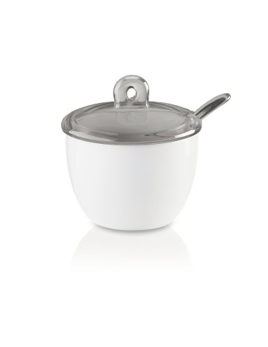 Zuccheriera Guzzini Collezione Gocce design elegante colore grigio materiale SMMA e porcellana, con cucchiaino coordinato -GU...
