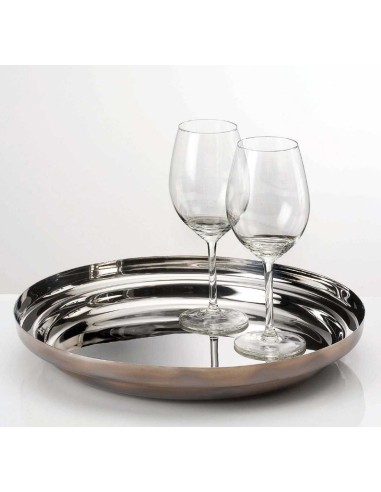Foodwear rivoluzionaria padella grande o piatto o vassoio di alto design moderno in acciaio trilaminato bronzo con manico pin...
