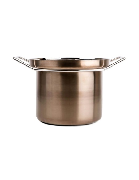 Foodwear sofisticata e moderna pentola in acciaio bronzo dal design moderno completa di coperchio in vetro KnIndustrie -KNIND...
