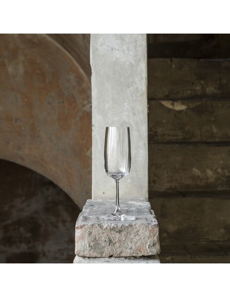 Reggia set 6 flute champagne moderni e minimal in vetro cristallo -KNINDUSTRIE