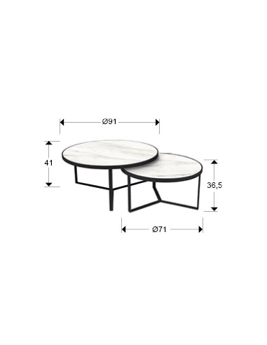 Tavoli Naira Set da 2: Eleganza Moderna con Piani in mdf Marmo Bianco Lucido per Illuminare il Tuo Spazio -SCHULLER