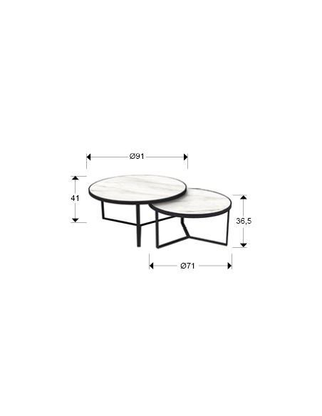 Tavoli Naira Set da 2: Eleganza Moderna con Piani in mdf Marmo Bianco Lucido per Illuminare il Tuo Spazio -SCHULLER