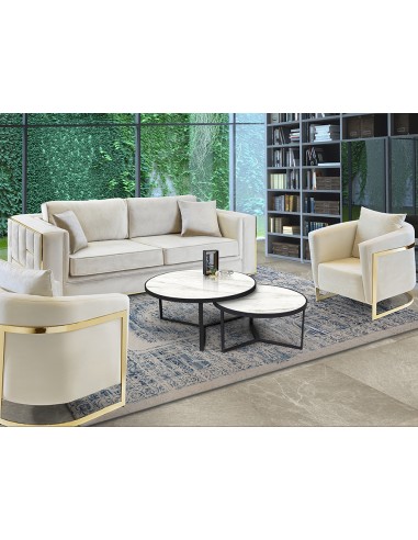 Tavoli Naira Set da 2: Eleganza Moderna con Piani in mdf Marmo Bianco Lucido per Illuminare il Tuo Spazio -SCHULLER