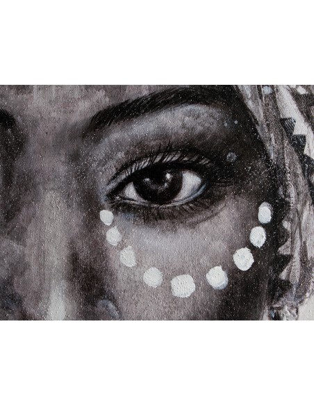 Quadro Etnico Tazama di Donna Africana - Espressione Artistica su Tela con Cornice di Legno per un Charme Unico -SCHULLER