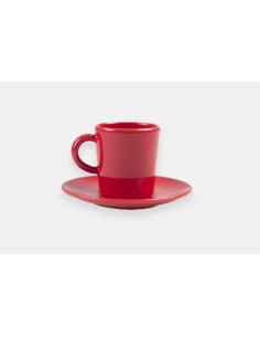 Kaleido Set Tazzina Caffè 6 pezzi in ceramica porcellanata con piattino Rosso Aragosta -PAGNOSSIN
