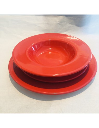 Set 18 piatti Kaleido in ceramica porcellanata Rosso Aragosta -PAGNOSSIN