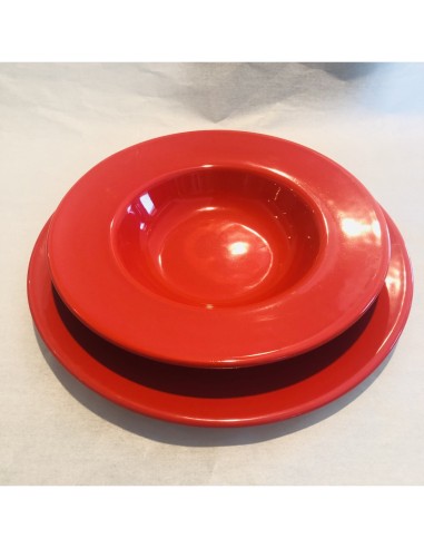 Set 18 piatti Kaleido in ceramica porcellanata Rosso Aragosta -PAGNOSSIN