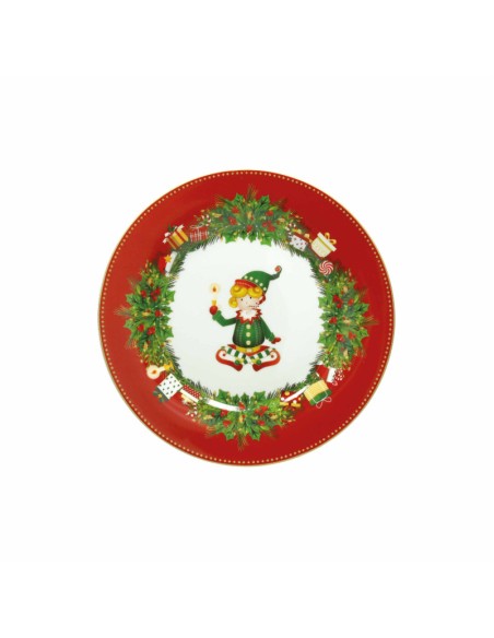 Servizio tavola natalizio 18 pezzi con decorazione del natale Elfomagia -BRANDANI